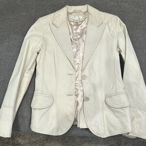Cream color leather jacket